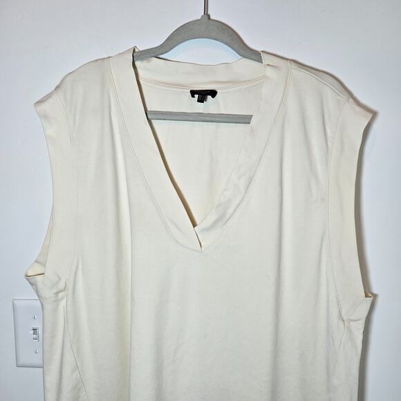 Massimo Dutti Womens Cream Sweater Vest Size L V-Neck Tank Oversized Preppy - Picture 2 of 8